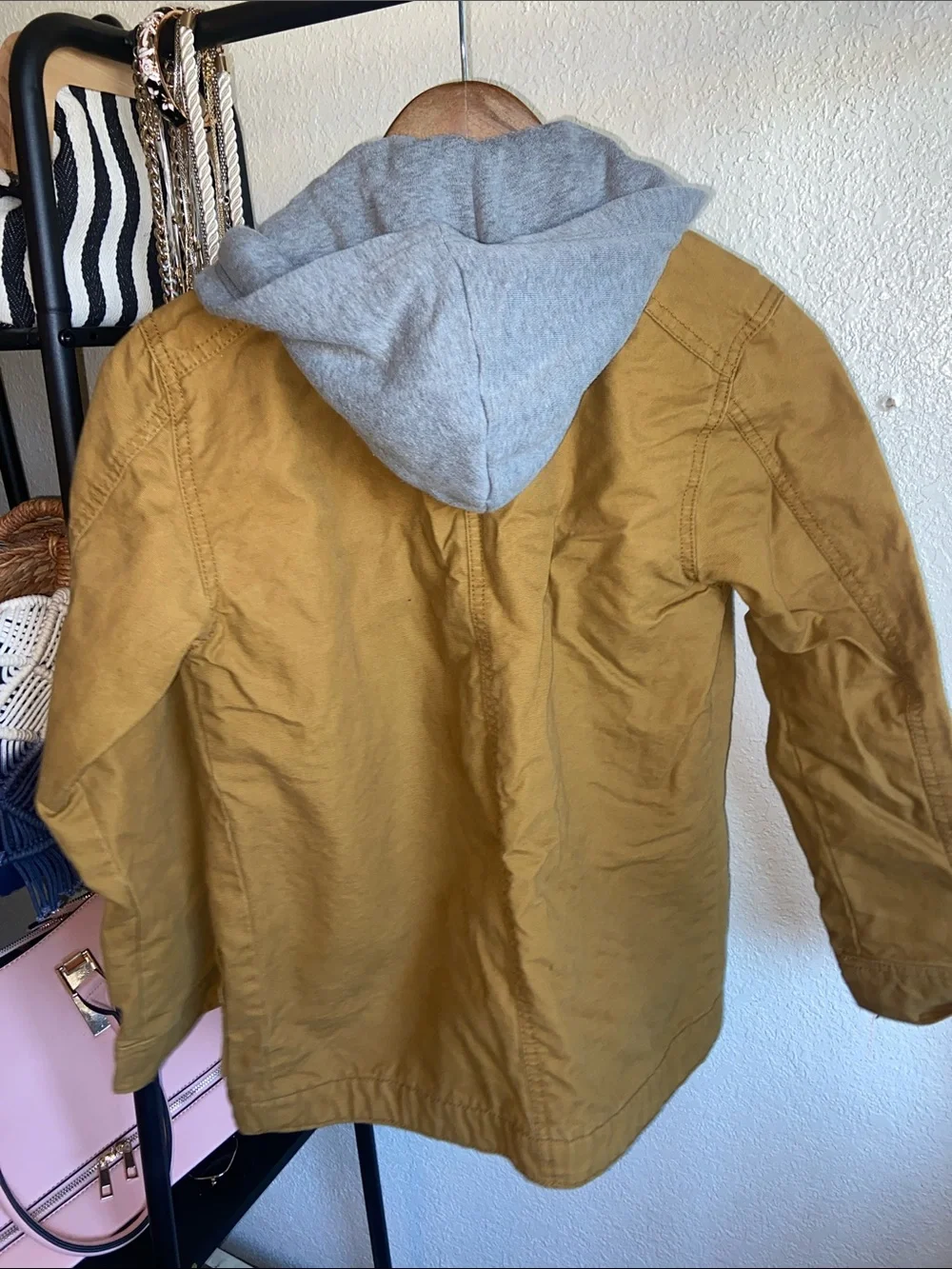 Old Navy Mustard Yellow Hooded Jean-Style Jacket